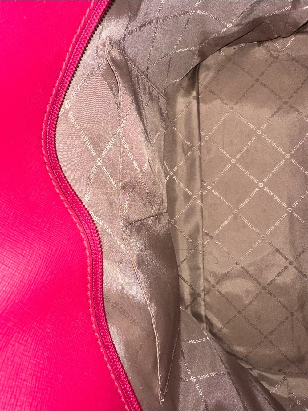 Michael Kors Fuchsia Saffiano Leather Tote with MK Disc Charm